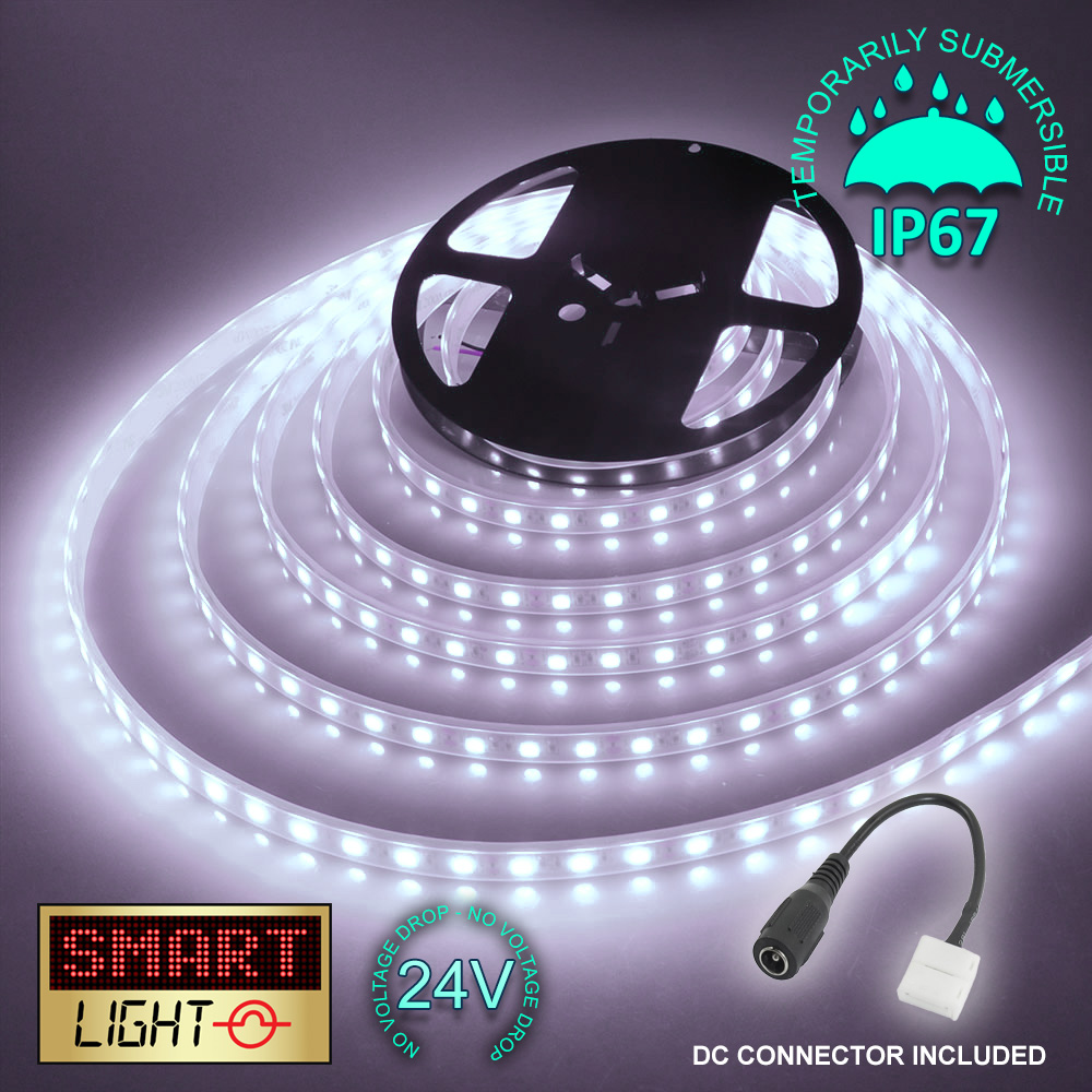 24V WHITE 1M-20M LED Light Strip Tape XMAS Cabinet Kitchen Lighting WATERPROOF - Foto 25 di 28