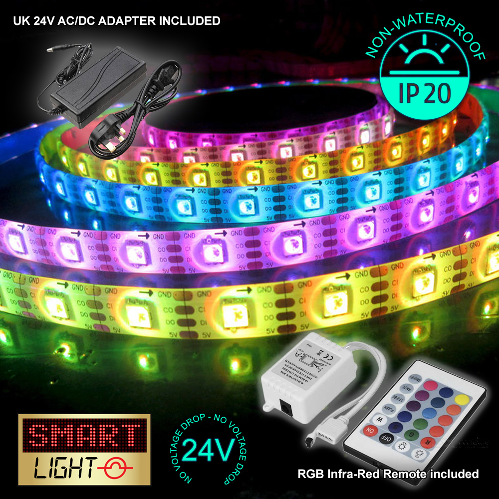 24V RGB LED 1M-20M Strip Light Tape XMAS Cabinet Kitchen Ceiling WATERPROOF 5050 - Picture 12 of 25