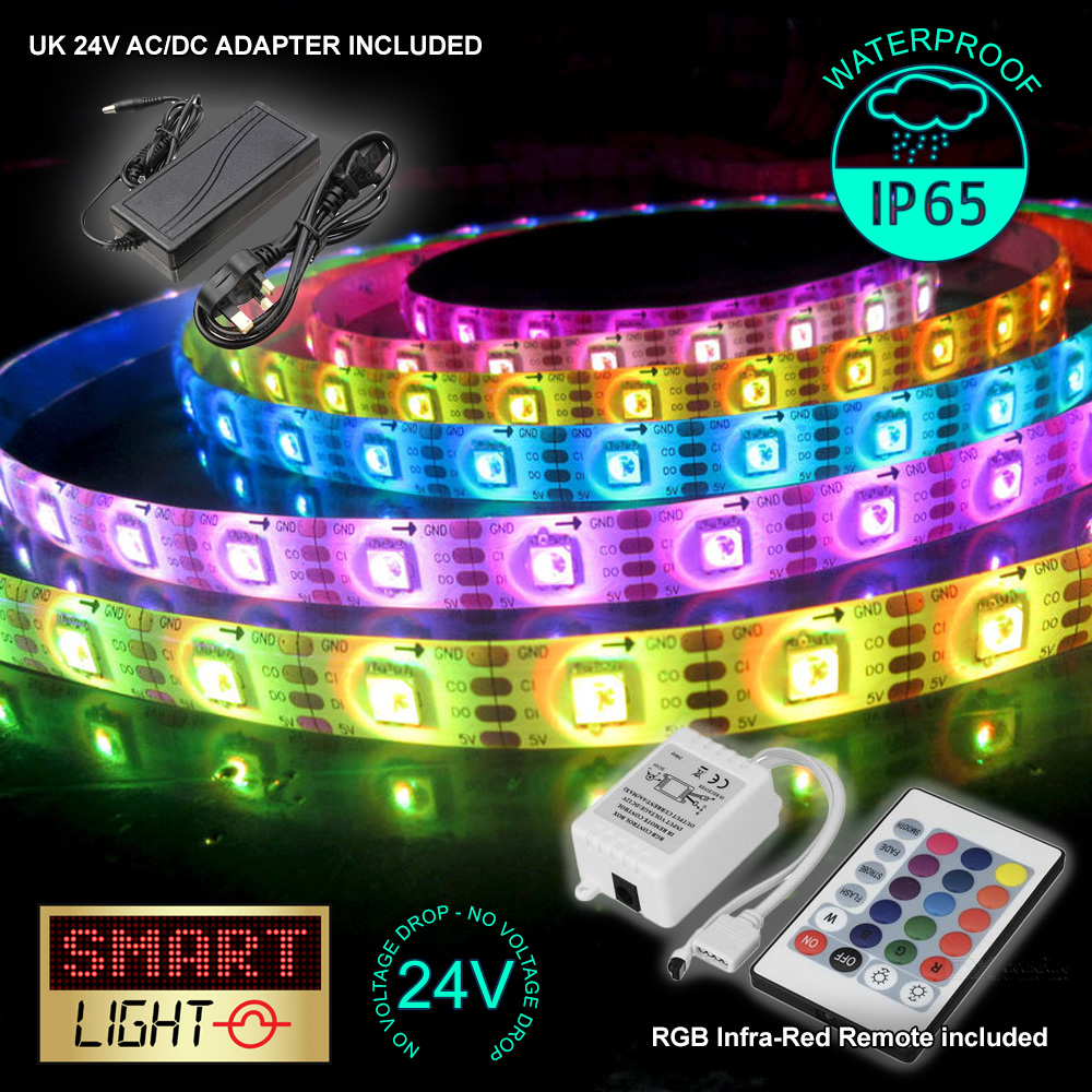 24V RGB LED 1M-20M Strip Light Tape XMAS Cabinet Kitchen Ceiling WATERPROOF 5050 - Picture 12 of 35