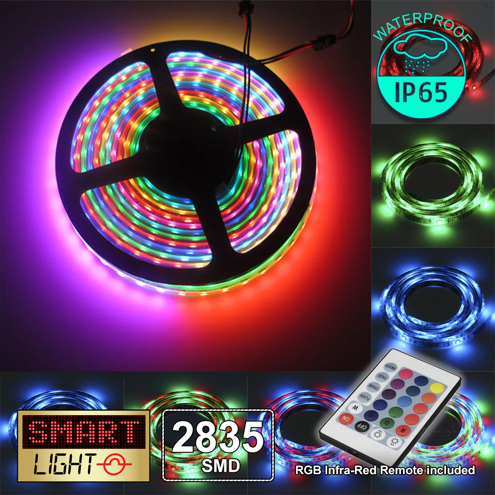 5M 300 LED RGB+Remote Control Light Strip Tape XMAS Kitchen Cabinet Ceiling 12V - Picture 10 of 57