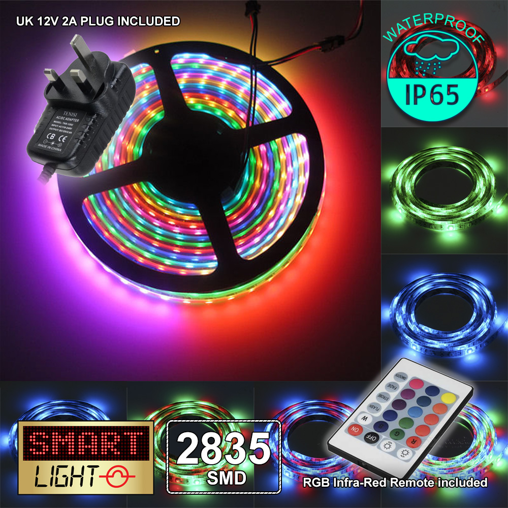 5M 300 LED RGB+Remote Control Light Strip Tape XMAS Kitchen Cabinet Ceiling 12V - Picture 11 of 57