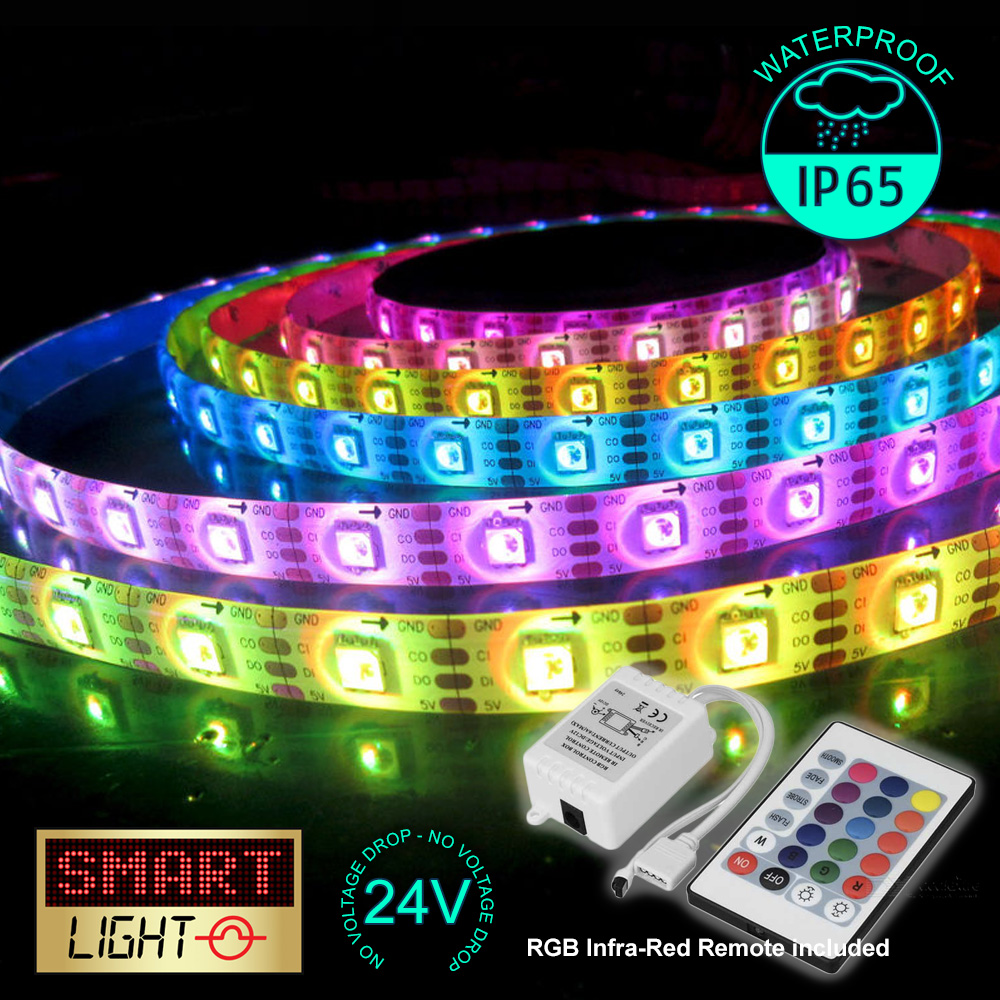 24V RGB LED 1M-20M Strip Light Tape XMAS Cabinet Kitchen Ceiling WATERPROOF 5050 - Picture 9 of 35