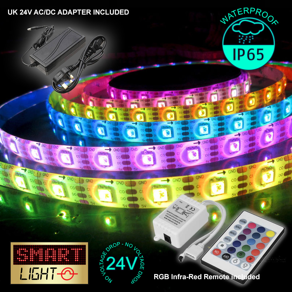 24V RGB LED 1M-20M Strip Light Tape XMAS Cabinet Kitchen Ceiling WATERPROOF 5050 - Picture 11 of 35