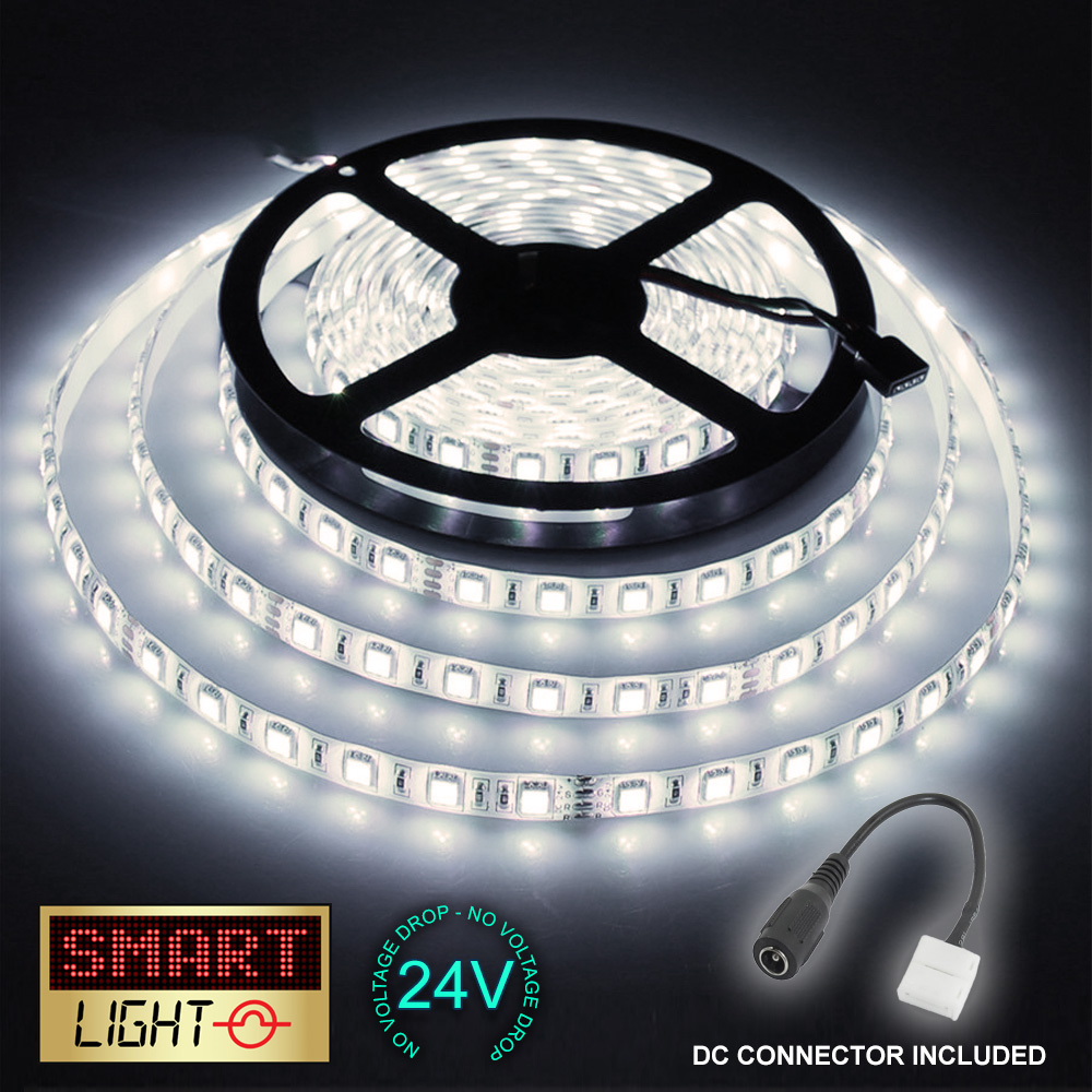 24V WHITE 1M-20M LED Light Strip Tape XMAS Cabinet Kitchen Lighting WATERPROOF - Foto 9 di 28