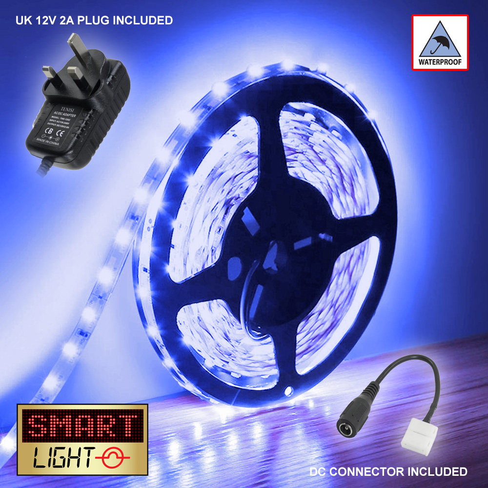 BLUE 5M-10M LED Light Strip Tape XMAS Cabinet Kitchen Lighting WATERPROOF 12V - Picture 9 of 11
