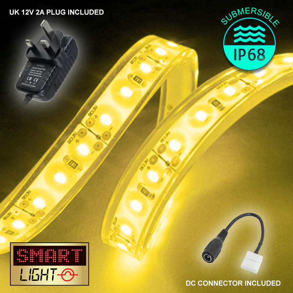 YELLOW 5M-10M LED Light Strip Tape XMAS Cabinet Kitchen Lighting WATERPROOF 12V - Picture 11 of 11