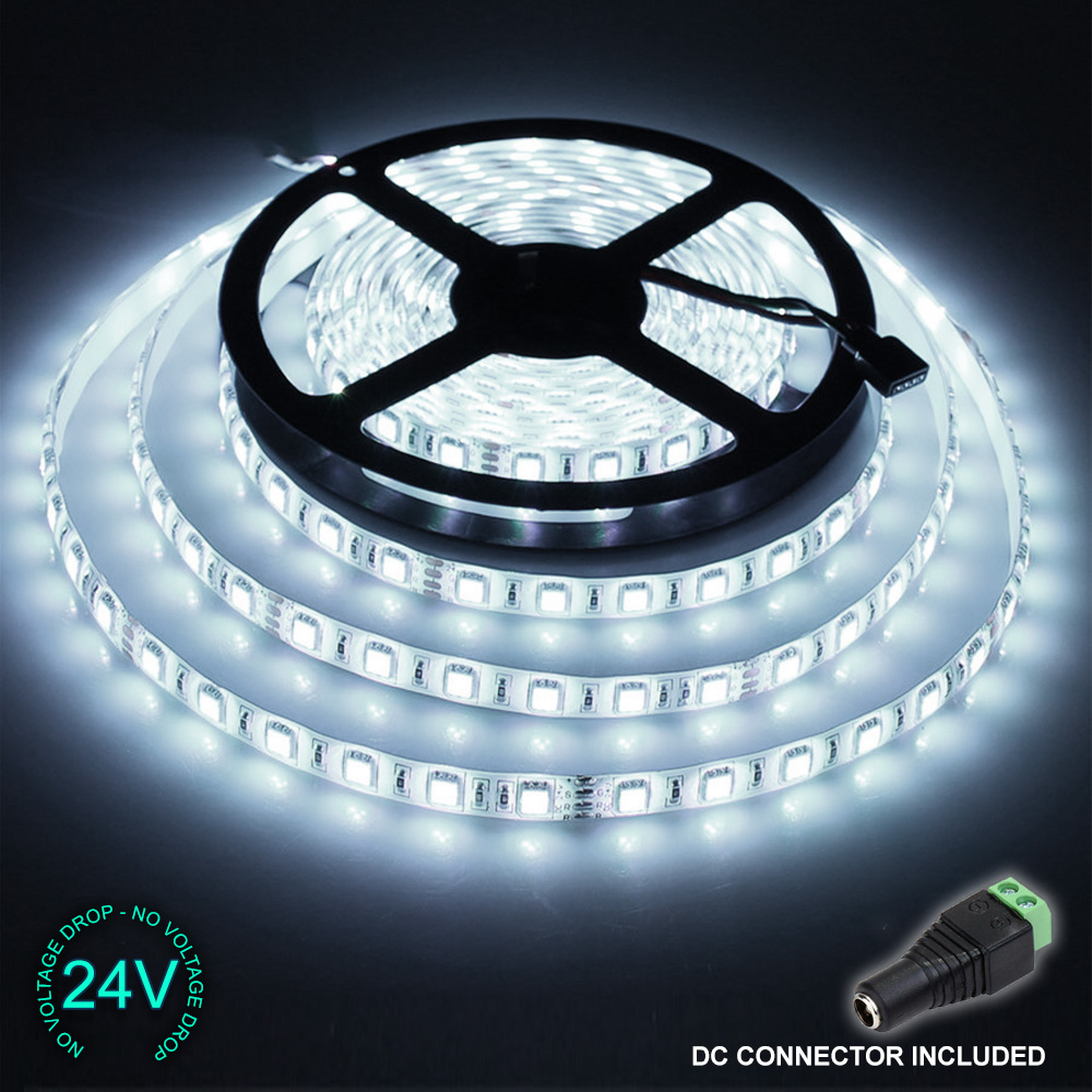 24V WHITE 1M-20M LED Light Strip Tape XMAS Cabinet Kitchen Lighting WATERPROOF - Foto 17 di 28