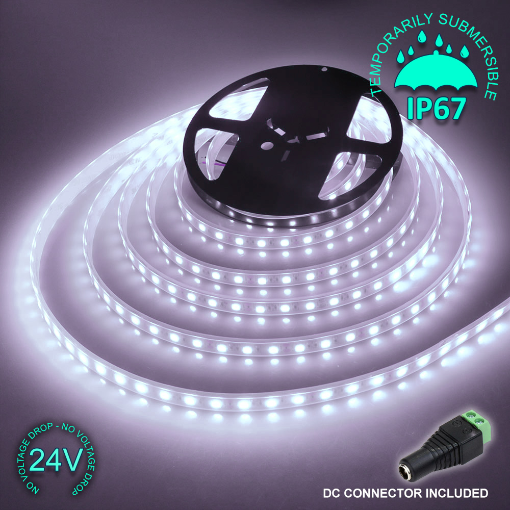 24V WHITE 1M-20M LED Light Strip Tape XMAS Cabinet Kitchen Lighting WATERPROOF - Foto 23 di 28