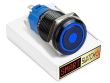 10 x SmartSwitch DOT LED with Ring Black Momentary 22mm (19mm hole) 12V/3A Illuminated Round Switch - BLUE