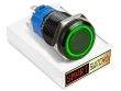 5 x SmartSwitch HALO LED Black Latching 19mm (16mm hole) 12V/3A Illuminated Round Switch - GREEN