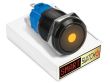  20 x SmartSwitch DOT LED Black Latching 22mm 12V/3A Illuminated Round Switch - ORANGE