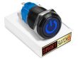 5 x SmartSwitch POWER LED  Black Momentary 22mm (19mm hole) 12V/3A Illuminated Round Switch - BLUE