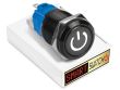 20 x SmartSwitch POWER LED Black Momentary 19mm (16mm hole) 12V/3A Illuminated Round Switch - WHITE