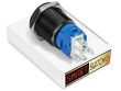 5 x  SmartSwitch POWER LED with Ring Black Latching 19mm (16mm hole) 12V/3A Illuminated Round Switch - BLUE