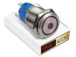 5 x  SmartSwitch DOT LED with Ring Chrome Latching 19mm (16mm hole) 12V/3A Illuminated Round Switch - PURPLE