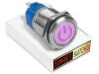 5 x SmartSwitch POWER LED Chrome Momentary 19mm (16mm hole) 12V/3A Illuminated Round Switch - PURPLE