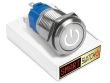 10 x SmartSwitch POWER LED Chrome Momentary 19mm (16mm hole) 12V/3A Illuminated Round Switch - WHITE