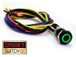 5 x SmartSwitch HALO LED Black Momentary Pigtailed 19mm 12V/3A Illuminated Round Switch - GREEN