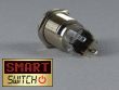 SmartSwitch 22mm 12v Chrome Metal Latching POWER ICON Illuminated LED Switch
