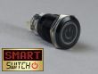 SmartSwitch 22mm 12v Black Metal Momentary POWER ICON Illuminated LED Switch