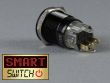 SmartSwitch 22mm 12v Black Metal Latching POWER ICON Illuminated LED Switch
