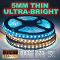 5mm Thin Ultra Bright 5m/600 LED 12v Light Strip Sticky Tape SMD 2835 120LED/m