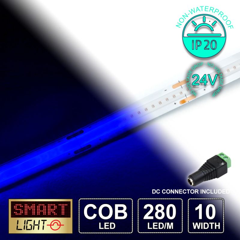 24V/1M BLUE COB Continuous LED Strip Tape IP20/280 LED (Strip Only)