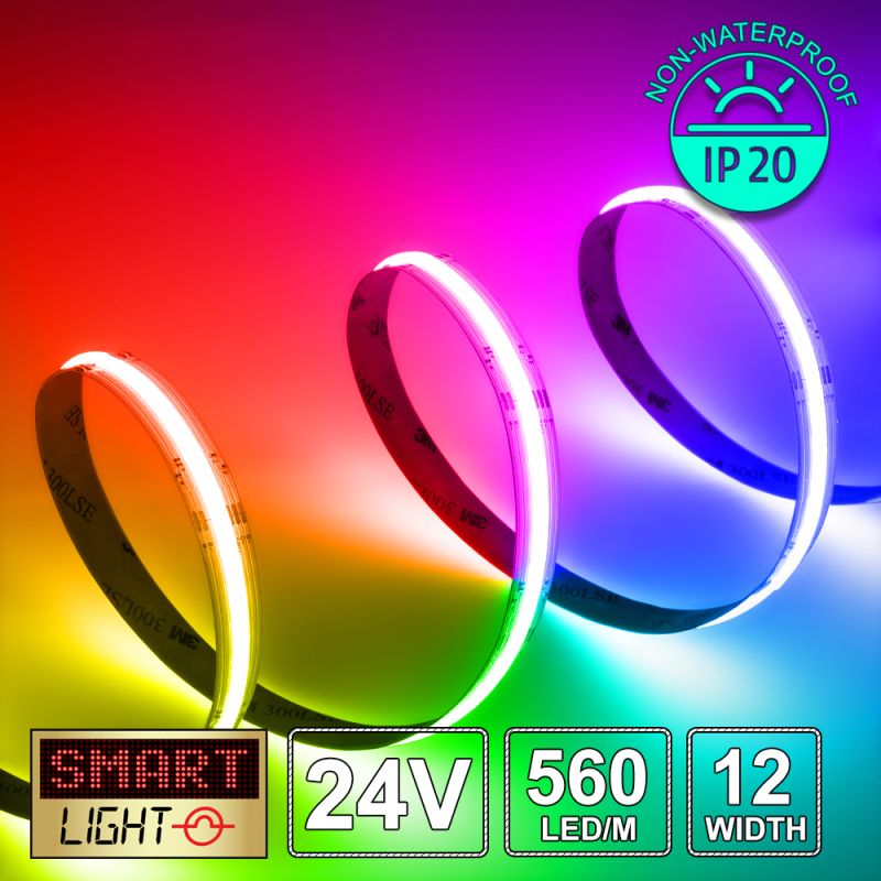 24V/5m RGBW (6000k) COB LED Strip (560 LED / 16.6w / 18-2300mcd per meter)