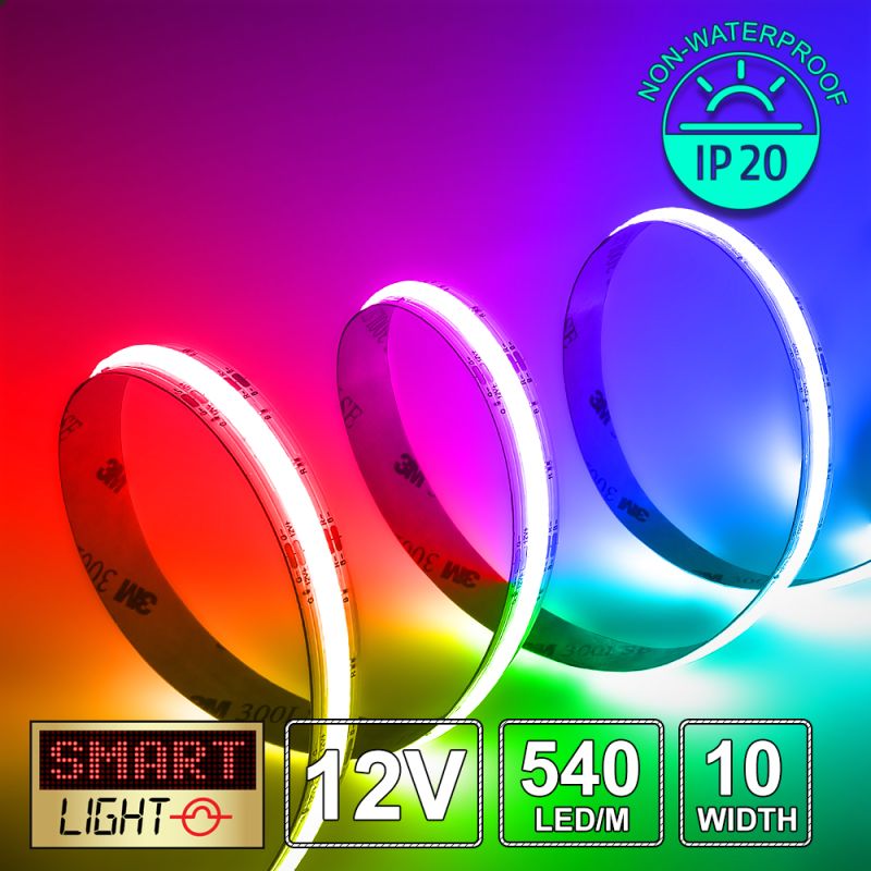 12V Premium RGB COB LED Strip (540 LED / 9.8w / 11-1600mcd per meter)