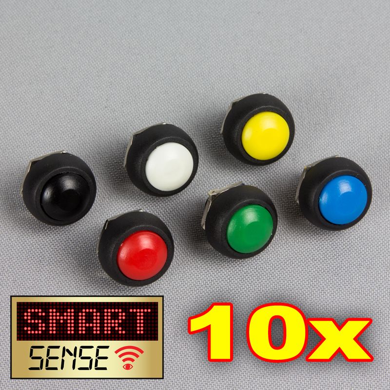 10 x SmartSwitch SPST 12mm Momentary Plastic Buttons