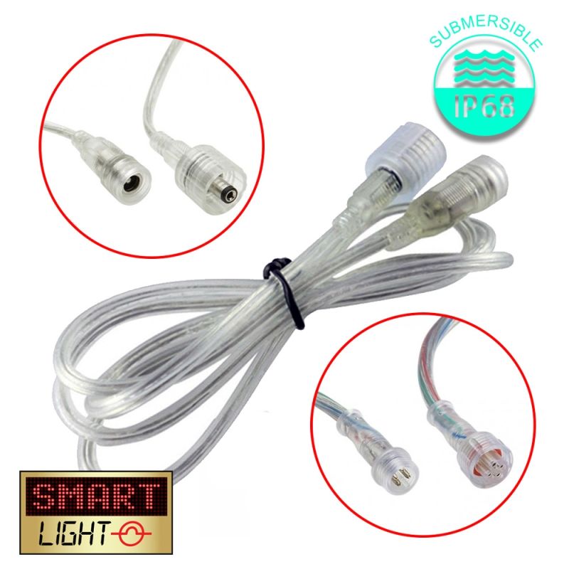 IP68 Waterproof 12v/24v DC 1M Extension Cable for LED Strip/CCTV - Male/Female