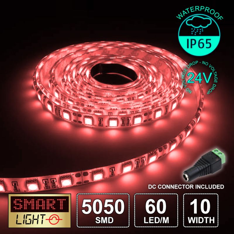 24V/5m SMD 5050 IP65 Waterproof Strip 300 LED - RED