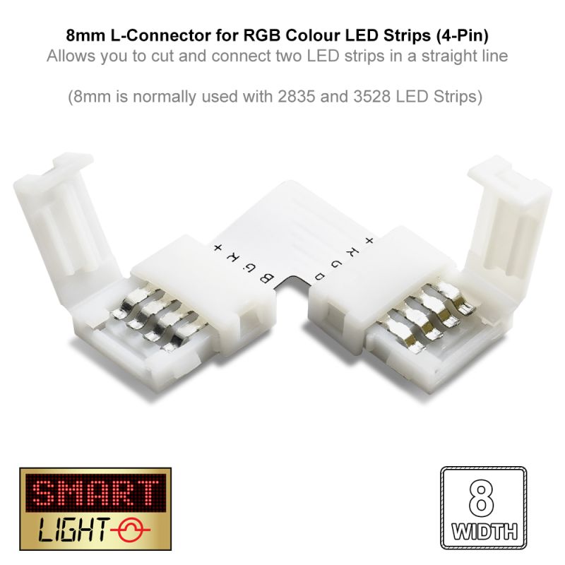 4-Pin / 8mm RGB LED Strip L Connector