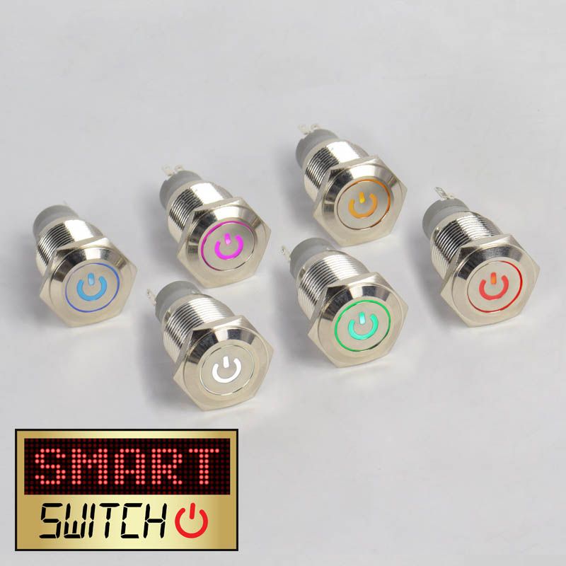 SmartSwitch 19mm 12v POWER LED Chrome Latching Illuminated Switch
