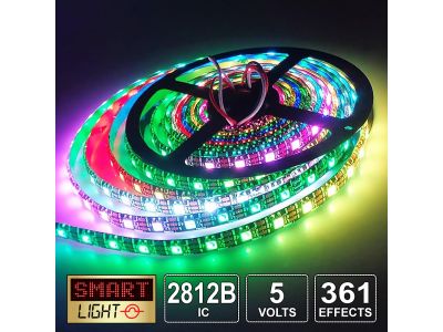 5V 361 effects 2812B/5050 programmable RGB LED Strips Configurable