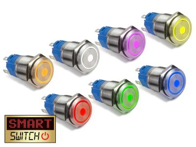 22mm Angel Eye® Dot DPDT / 2NO2NC Stainless Steel Push Button LED Switch (for 19mm Hole)