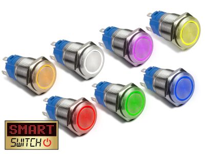22mm Angel Eye® Halo DPDT / 2NO2NC Stainless Steel Push Button LED Switch (for 19mm Hole)