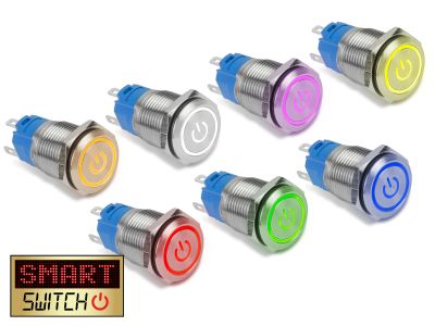 19mm Angel Eye® Power SPST / 1NO1NC Stainless Steel Push Button LED Switch (for 16mm Hole)