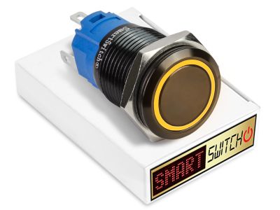  10 x SmartSwitch HALO LED Black Latching 22mm (19mm hole) 12V/3A Illuminated Round Switch - ORANGE