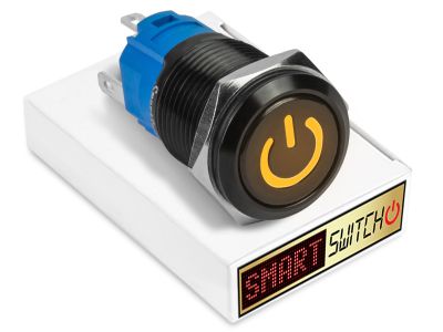 5 x SmartSwitch POWER LED Black Latching 19mm (16mm hole) 12V/3A Illuminated Round Switch - ORANGE