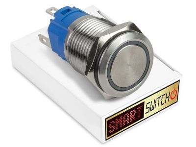 5 x SmartSwitch HALO LED Chrome Latching 19mm (16mm hole) 12V/3A Illuminated Round Switch - YELLOW