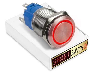 22mm 2NO2NC Stainless Steel ANGEL EYE HALO Momentary LED Switch 12V/3A (19mm Hole) - RED