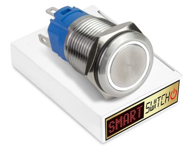 19mm Stainless Steel ANGEL EYE HALO Momentary LED Switch 12V/3A (16mm Hole) - WHITE
