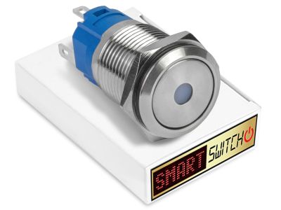 5 x SmartSwitch DOT LED Chrome Momentary 22mm (19mm hole) 12V/3A Illuminated Round Switch - AMBER