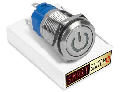 5 x SmartSwitch POWER LED Chrome Latching 19mm (16mm hole) 12V/3A Illuminated Round Switch - AMBER