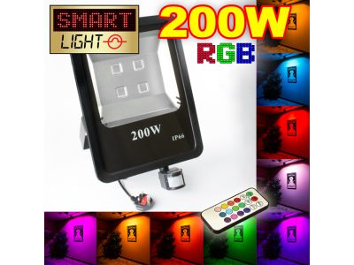 Flat RGB LED Flood Light with Remote + PIR - 200W