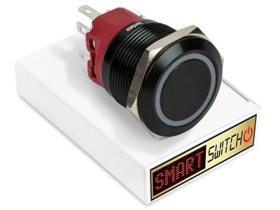 25mm 2NO2NC Black Aluminium ANGEL EYE HALO Latching LED Switch 12V/3A (22mm Hole) - RED