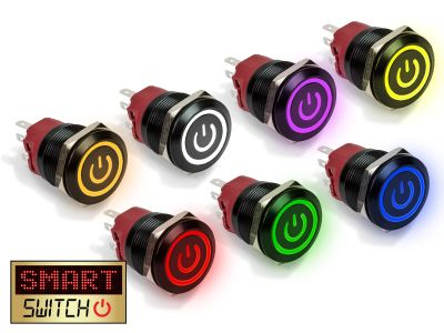 25mm Angel Eye® Power DPDT / 2NO2NC Black Aluminium Push Button LED Switch (for 22mm Hole)