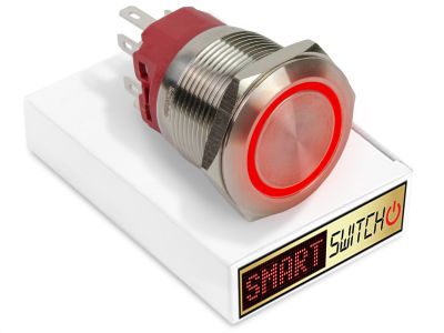 25mm 2NO2NC Stainless Steel ANGEL EYE HALO Latching LED Switch 12V/3A (22mm Hole) - RED
