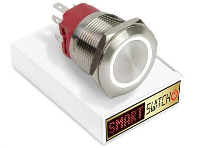 25mm 2NO2NC Stainless Steel ANGEL EYE HALO Momentary LED Switch 12V/3A (22mm Hole) - WHITE